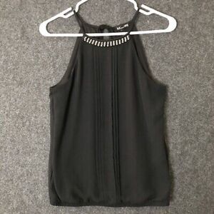 Express Black Halter Rhinestone Pleated Rhinestone blouse Small